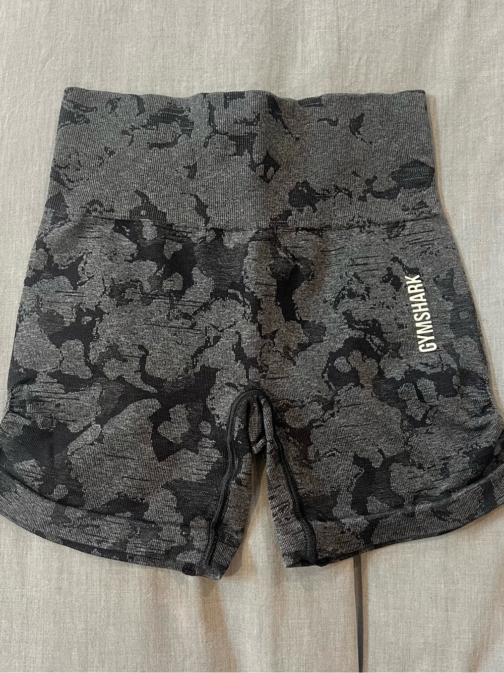 Gymshark Gray and Black High-Waist Seamless Bike Shorts